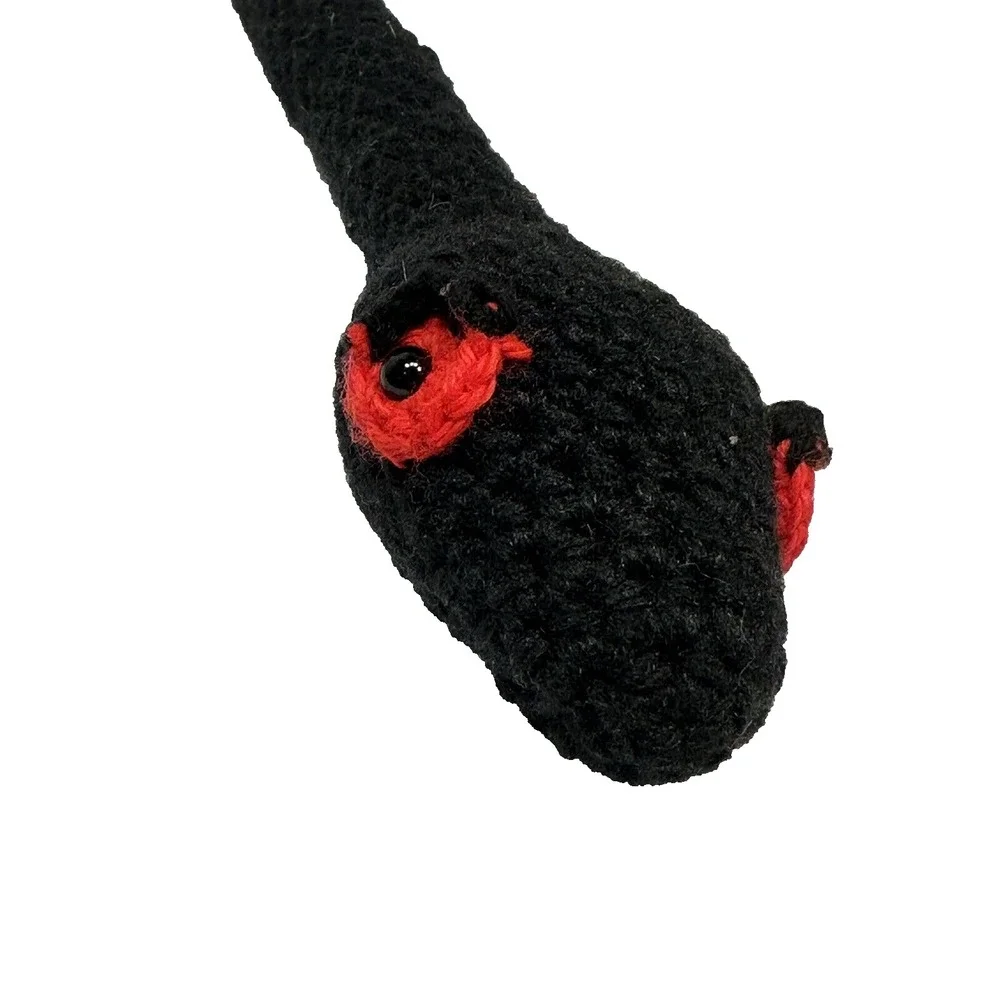 NEW hand made crocheted snake plush black 21 inches‎ long